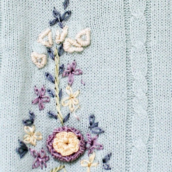 Light Green Vintage Women's  Knitted Sweater - Picture 3 of 5